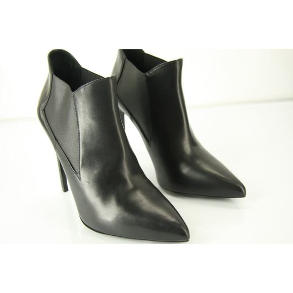 Saint Laurent Black Leather Paris Pointed Toe Ankle Boots Size 39.5 NIB YSL Yves - Picture 8 of 12